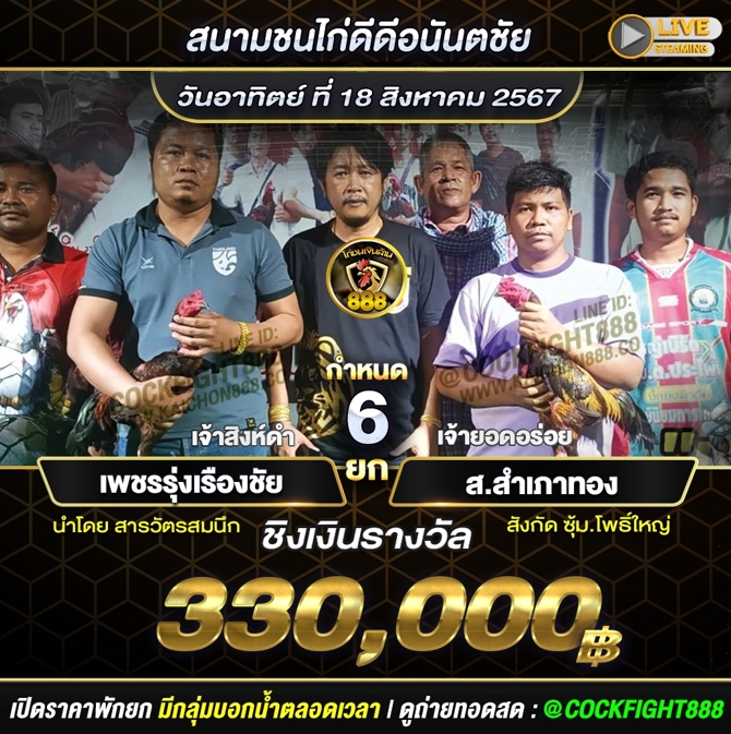 โปรแกรมไก่ชน สนามชนไก่ดีดีอนันตชัย วันที่ 18 ส.ค. 67